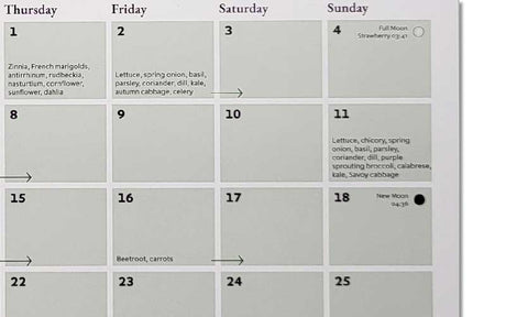 Calendrier 2025 du potager de Charles Dowding