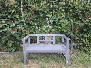 Exclusive FSC wood garden bench by The Farm Dream. Choose your favourite garden quote. 113x40x75cm, Grey, Happiness Grows Here
