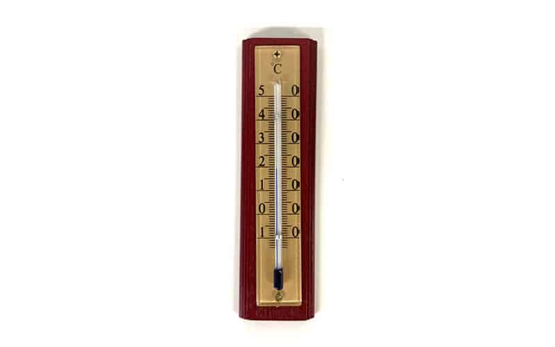 Thermometer rode houten serre tuin