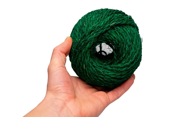 detailed Green coco twine or rope for the garden